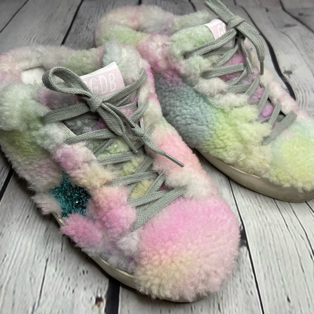 New Golden Goose Sabot Shearling Slip On Sneakers in Aquamarine/Pastel Size 36 - Picture 12 of 12